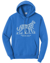 Load image into Gallery viewer, Dorothy Nolan Cheetah Adult Hooded Sweatshirt - Blue (provides 12 meals)