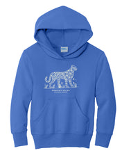Load image into Gallery viewer, Dorothy Nolan Cheetah Youth Hooded Sweatshirt - Blue (provides 9 meals)