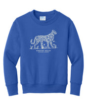 Load image into Gallery viewer, Dorothy Nolan Cheetah Youth Sweatshirt - Blue (provides 9 meals)