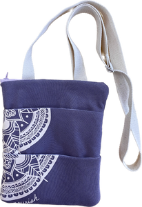 Front View - Upcycled Nourish Zip-Top Cross Body Bag - lavender 