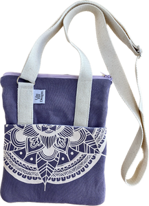 Back View - Upcycled Nourish Zip-Top Cross Body Bag - lavender 