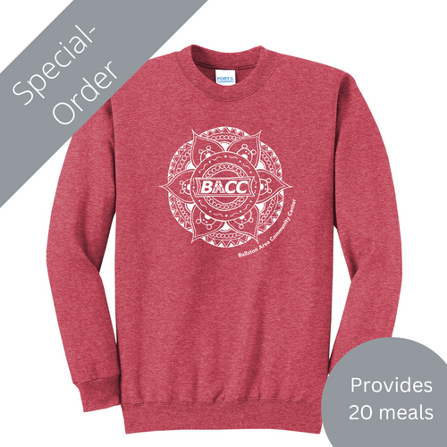 BACC Adult Sweatshirt - red (provides 20 meals)