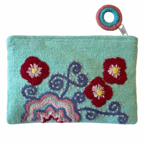 Embroidered Wool Zippered Purse - Posey (provides 12 meals)
