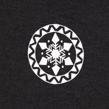 Load image into Gallery viewer, Close up of the white snowflake mandala design on grey
