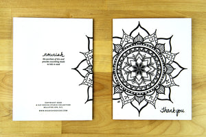 Mandala Note Card Thank You (Design E)- Single Card