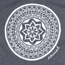 Load image into Gallery viewer, Close up image of the mandala on  Gray shirt
