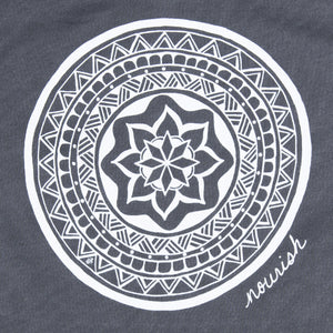Close up image of the mandala on  Gray shirt