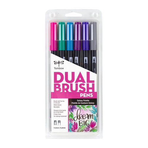Dual Brush Pen Art Markers, Galaxy, 6-Pack (provides 6 meals)