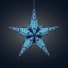 Load image into Gallery viewer, Alas 5 Point 24&quot; blue Paper Star Lantern Light (provides 14 meals)