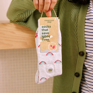 Socks that Save LGBTQ Lives (Radiant Rainbows): Medium (provides 6 meals)