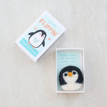 Load image into Gallery viewer, Flippin&#39; Fantastic Friend Wool Felt Penguin In A Matchbox (provides 4 meals)