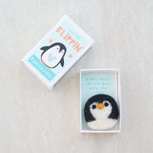 Flippin' Fantastic Friend Wool Felt Penguin In A Matchbox (provides 4 meals)