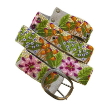 Load image into Gallery viewer, Freshwater Floral Embroidered Wool Belt (provides 24 meals)