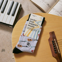 Load image into Gallery viewer, Socks that Support Music (Gray Guitars) (provides 6 meals)