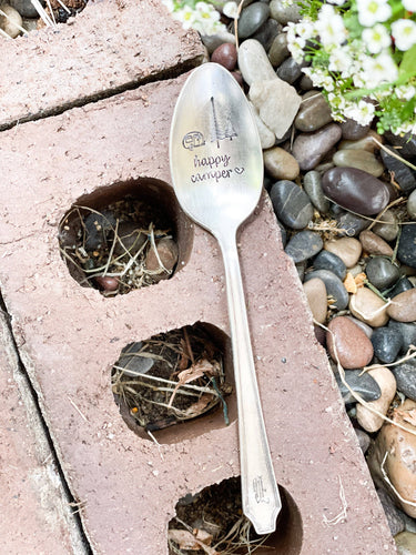 Happy Camper Vintage Stamped Spoon (provides 6 meals)