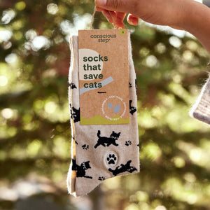 Socks that Save Cats (Beige Cats): Small (provides 6 meals)