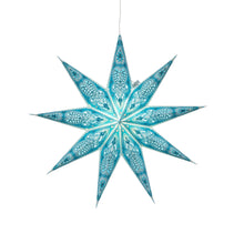Load image into Gallery viewer, Phoenix 9 Point 17&quot; Turquoise/ Sky blue Paper Star Lantern (provides 12 meals)