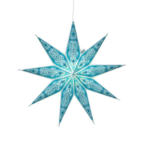 Phoenix 9 Point 17" Turquoise/ Sky blue Paper Star Lantern (provides 12 meals)