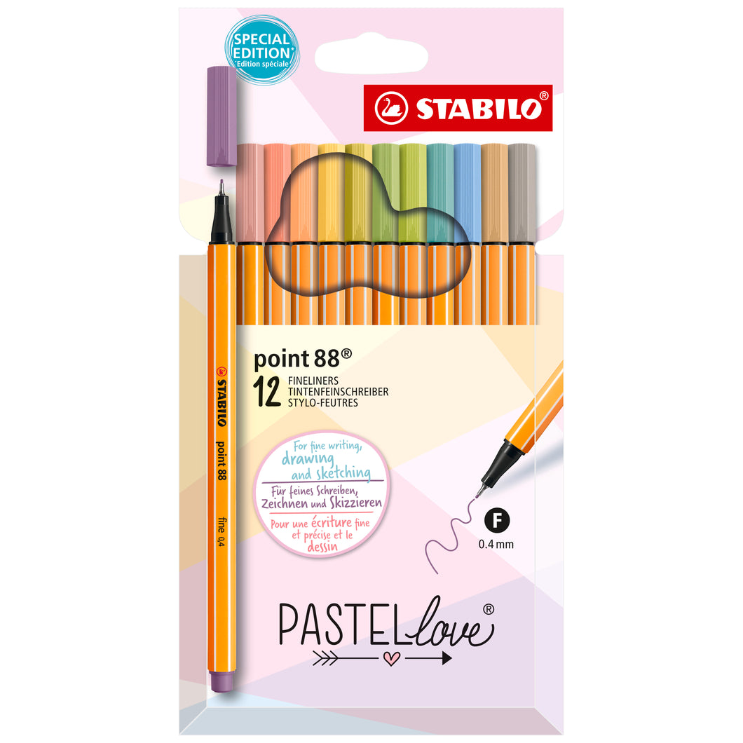 STABILO Pen 88 Set, 12-Colors, Pastel (provides 8 meals)