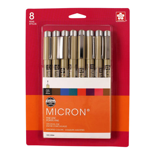 Sakura Pigma Micron Pen Set, 8 color set (provides 11 meals)