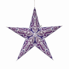 Load image into Gallery viewer, Phoenix ~ 5  Pointer, 24&quot;, Violet Paper Star Lantern Light