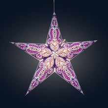 Load image into Gallery viewer, Phoenix ~ 5  Pointer, 24&quot;, Violet Paper Star Lantern Light