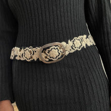 Load image into Gallery viewer, Two-Tone Embroidered Wool Belt, Black/Cream (provides 24 meals)