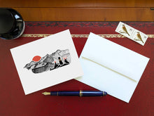 Load image into Gallery viewer, Montañas - Sunset Pup Blank Greeting Card (provides 2 meals)