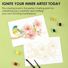 Load image into Gallery viewer, Grabie 15 Sheets 140LB Floral-Themed Watercolor Coloring Book (provides 6 meals)