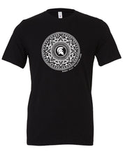 Load image into Gallery viewer, product photo: black shirt with white design.   