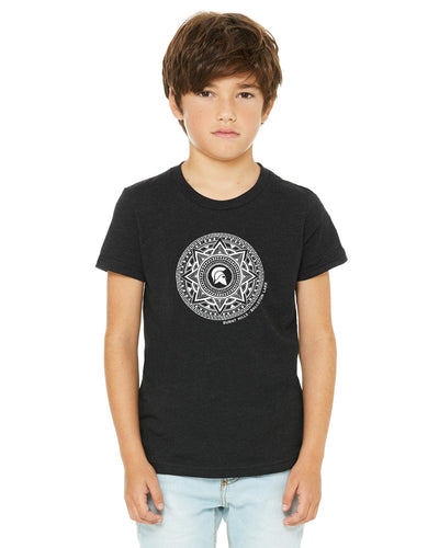 Product Image : BH-BL Youth Crew Tee - shown in black with white custom mandala