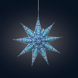 Phoenix ~ 9 Pointer, 17", Turquoise Paper Star Lantern Light (provides 12 meals)