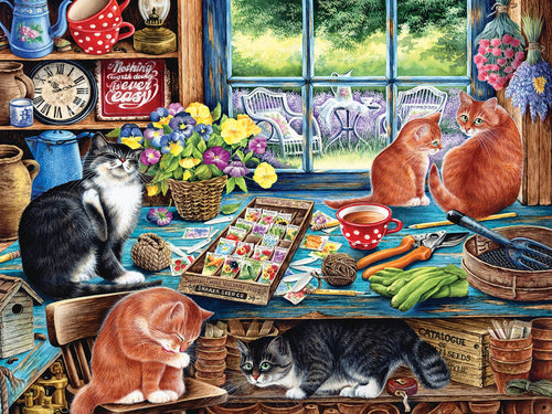 Garden Shed Cats (tray) 35pc puzzle (provides 2 meals)