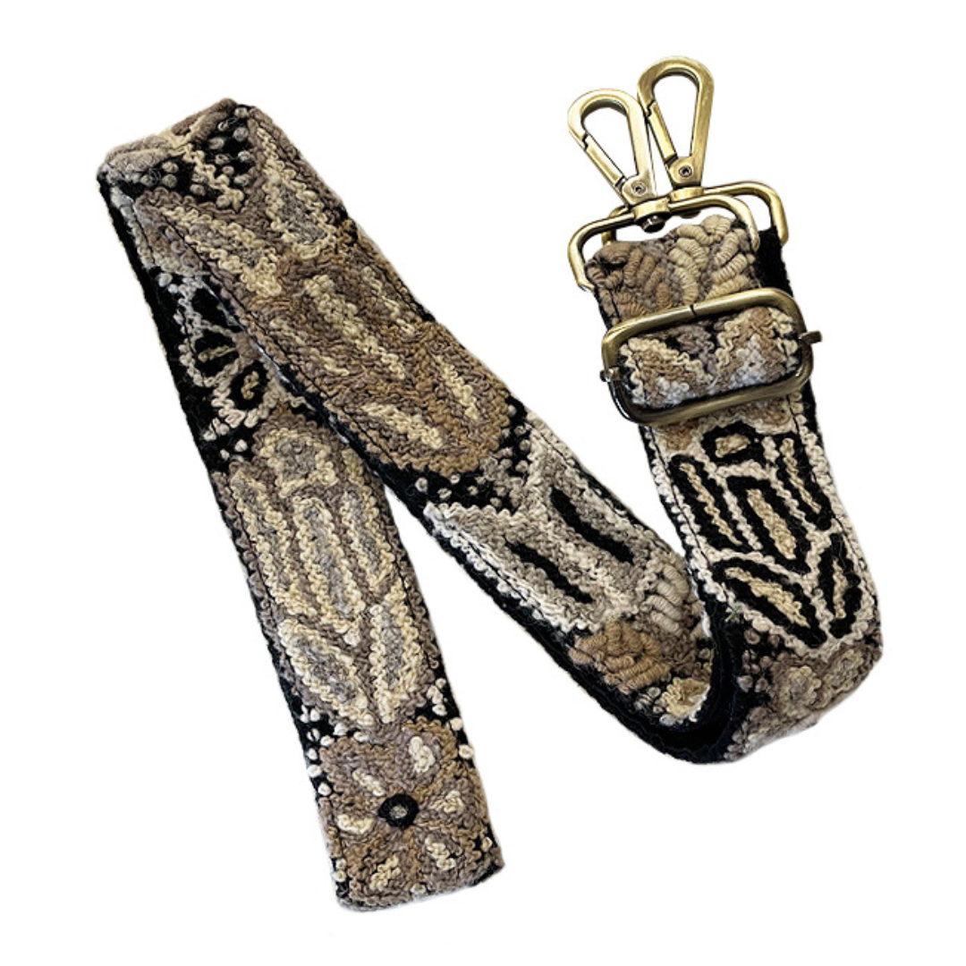 Monochromatic Black Embroidered Adjustable Bag Strap provides 28 meal Nourish Designs