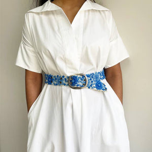 Embroidered Wool Belt: Forget-me-not (provides 24 meals)