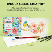 Load image into Gallery viewer, Grabie 15 Sheets 140LB Floral-Themed Watercolor Coloring Book (provides 6 meals)
