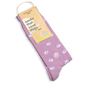 Socks that Save Dogs (Purple Paw Prints): Small (provides 6 meals)