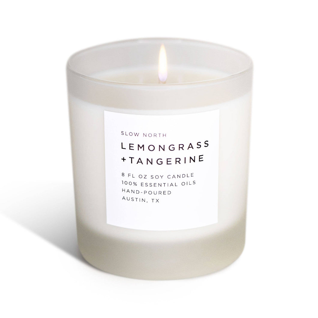 Lemongrass + Tangerine Frosted Candle (provides 14 meals)