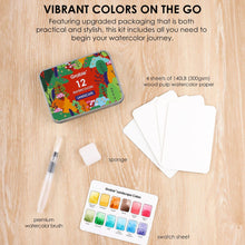 Load image into Gallery viewer, Watercolor Pocket Set Of 12 With Brush - Landscape Colors (provides 5 meals)