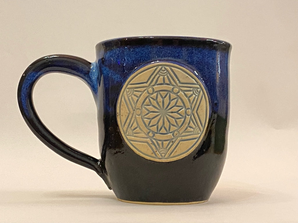 Mandala Mug :  Blue & Black  (provides 14 Meals)