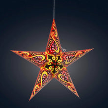 Load image into Gallery viewer, Gaea 5 Point 24&quot; Orange / Brown Paper Star Lantern Light