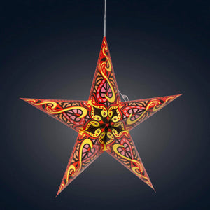 Gaea 5 Point 24" Orange / Brown Paper Star Lantern Light