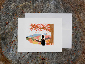 Fall Foliage Pup Blank Greeting Card (provides 2 meals)
