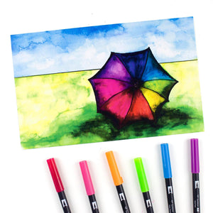 Dual Brush Pen Art Markers, Bright, 6-Pack (6 meals)