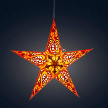 Load image into Gallery viewer, Gaea 5 Point 24&quot; Orange / Brown Paper Star Lantern Light