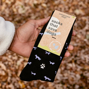 Socks that Save Dogs (Black Dogs): Medium (provides 6 meals)