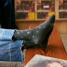 Load image into Gallery viewer, Socks that Support Music (Gray Music Notes) (provides 6 meals)