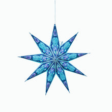 Load image into Gallery viewer, Phoenix ~ 9 Pointer, 17&quot;, Turquoise Paper Star Lantern Light (provides 12 meals)