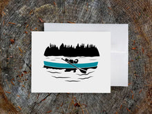 Load image into Gallery viewer, Canoeing Pup Blank Greeting Card (provides 2 meals)