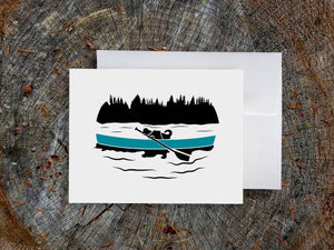 Canoeing Pup Blank Greeting Card (provides 2 meals)